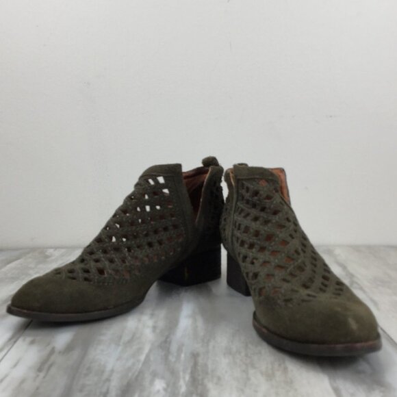 Jeffrey Campbell Taggert Lattice Olive Ankle Booties 10 - Picture 2 of 14